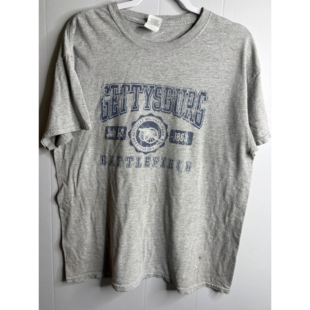 Gildan Gettysburg National Military Park Battlefield Graphic T-Shirt Grey Large